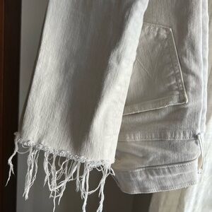 Hudson White Denim Jeans | The Mid Rise Dazzler Crop, Fray Hem